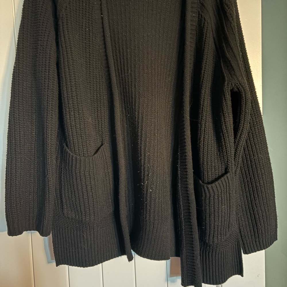 Black Knit Cardigan with Pockets